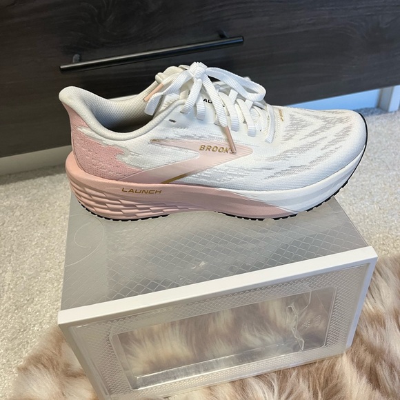 Brooks Women's Launch Athletic Shoes - White and Pink - Picture 5 of 8